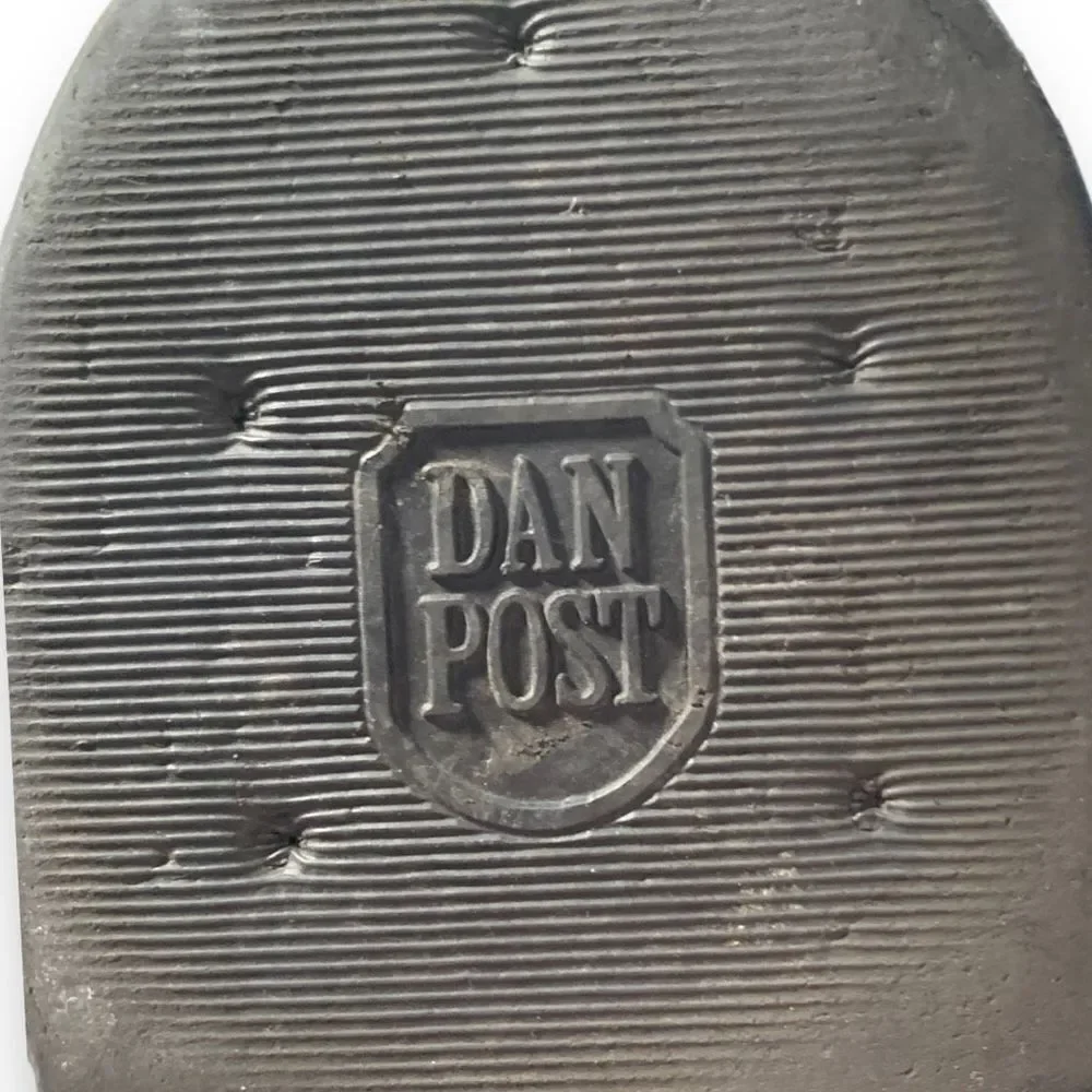 Vintage Dan Post Cowboy Boots Black Leather Unisex White Stitching Western‎ 9